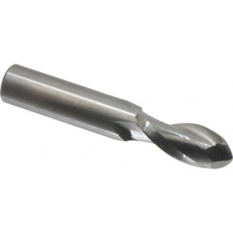 LMT Onsrud LP 1/2 Diam RH Solid Carbide 2-Flute Ball End Taper Upcut Spiral Router Bit Uncoated, 1-1/8 LOC, 1/2 Shank Diam, 3 OAL, Use on Plastics 65-260B – 87160230