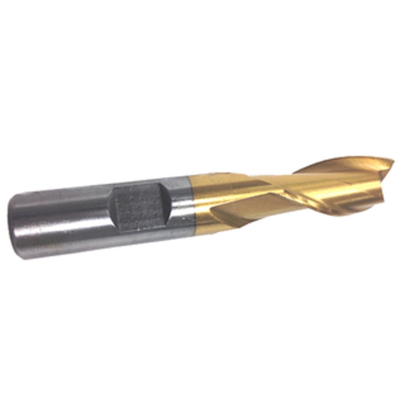 Precise 5/8 Mill x 5/8 Shank TiN Coated 2 Flute Single-End Center Cut End Mill, 3-7/16 OAL – 5826-0626
