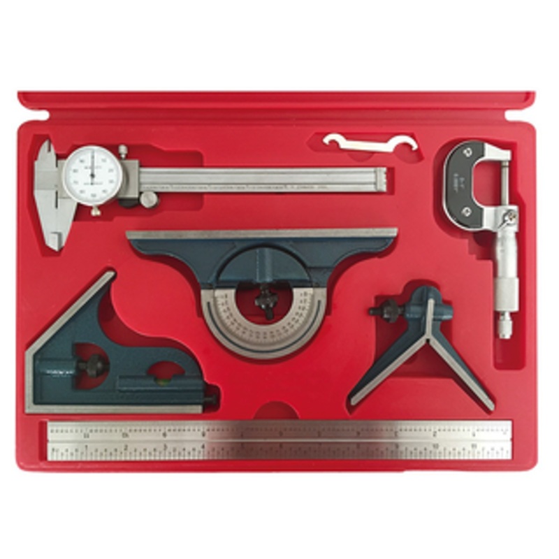 Precise 6 Piece Tool Kit with Caliper, Micrometer & Combination Square – 4902-0009