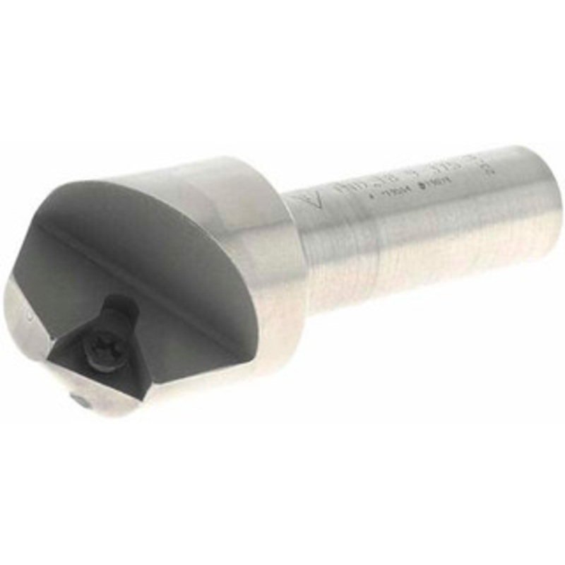 Everede Tool 0.871 Max Diam, 1/2 Shank Diam, 90 Included Angle, Indexable Countersink Uses 1 Triangle TPGH 215 Insert 01297 – 03303294
