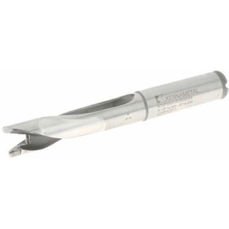 Kennametal 14 to 14.49mm, 3xD, 43.43mm Max Depth, 9/16 Shank Diam, 57.66mm Flute, 114.3mm OAL, Replaceable-Tip Drill Uses KTIP05625HP Inserts, Seat Size R, Series KenTIP 2250728 – 01243377