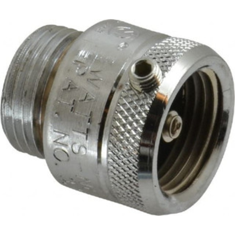 Watts 125 Max psi, Chrome Plated Brass, Hose Connection Vacuum Breaker EPDM Seal, Stainless Steel Spring, FIP X Hose End Connections 0061985 – 03998069
