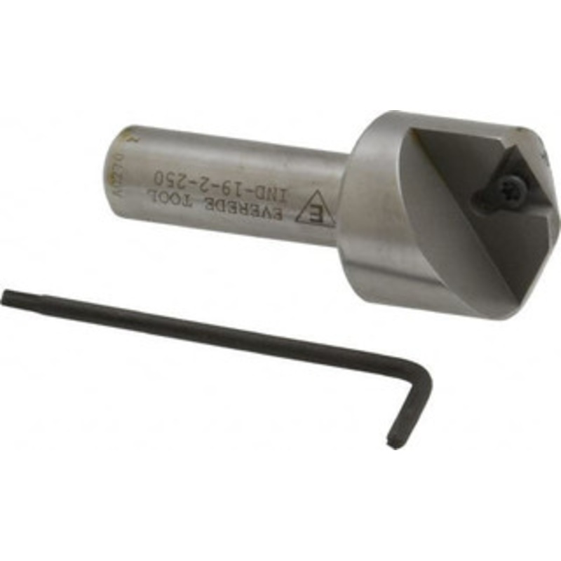Everede Tool 0.866 Max Diam, 1/2 Shank Diam, 120 Included Angle, Indexable Countersink Uses 1 Triangle TPGH 215 Insert 01299 – 03303344
