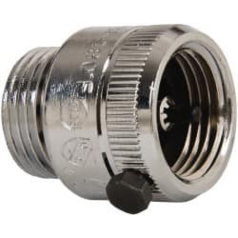 Watts 125 Max psi, Chrome Plated Brass, Hose Connection Vacuum Breaker EPDM Seal, Stainless Steel Spring, FIP X Hose End Connections 0061877 – 03998036