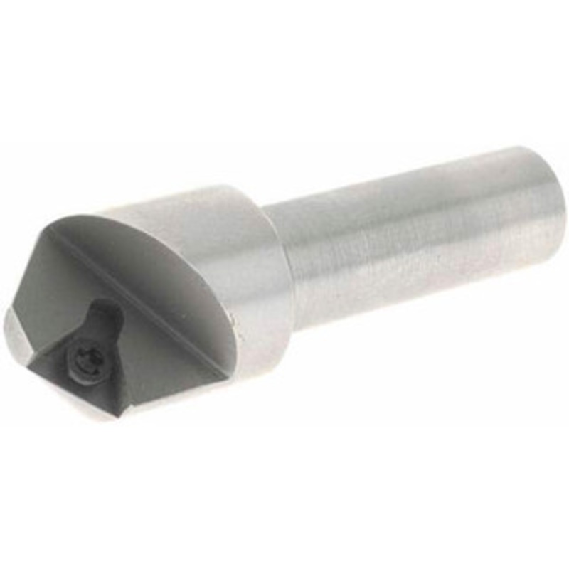 Everede Tool 0.746 Max Diam, 1/2 Shank Diam, 90 Included Angle, Indexable Countersink Uses 1 Triangle TPGH 215 Insert 01291 – 03303286