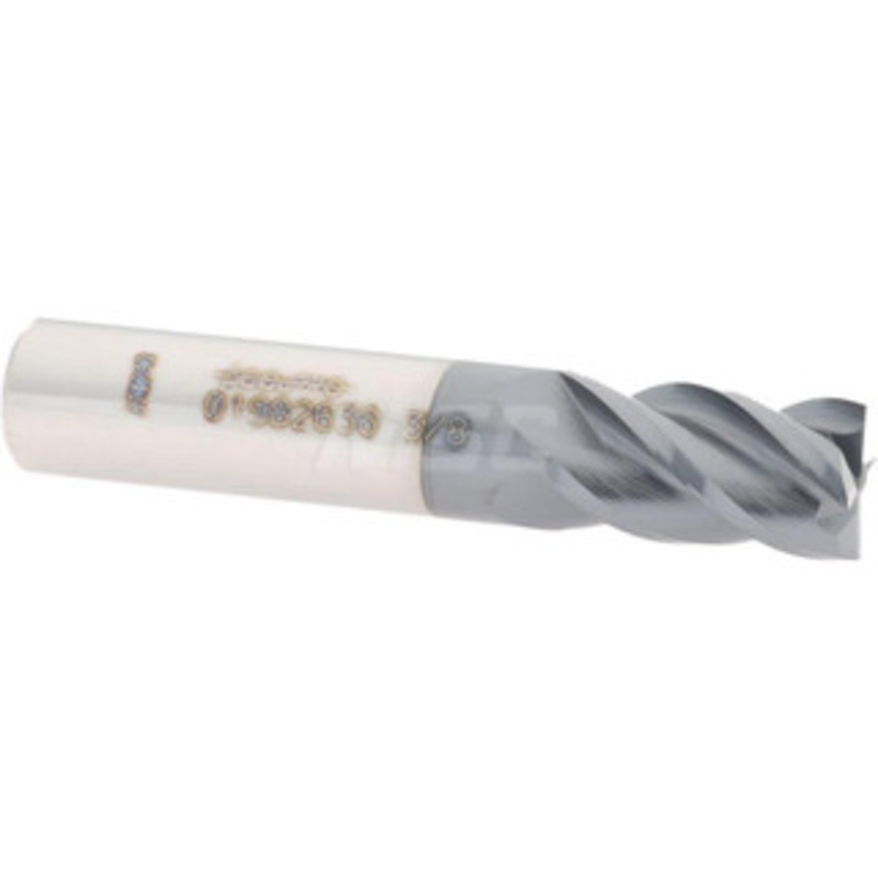 Accupro 3/8, 5/8 LOC, 3/8 Shank Diam, 2 OAL, 4 Flute, Solid Carbide Square End Mill Single End, AlTiN Finish, Spiral Flute, 40 Helix, Centercutting, Right Hand Cut, Right Hand Flute 12182889 – 01982636