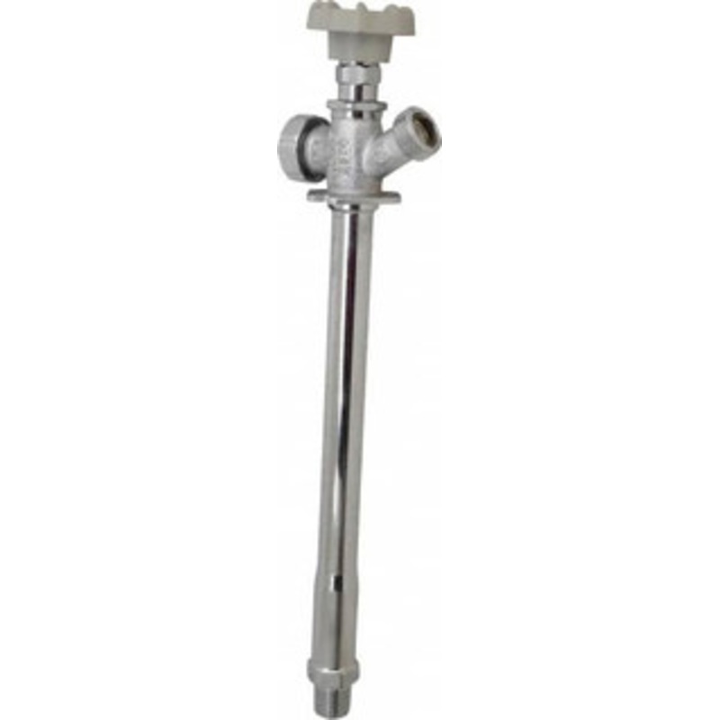 B&K Mueller 1/2 Pipe, 10 Long Shank, Chrome Plated Brass Antisiphon Frostfree Sillcock Handwheel Handle, Male & Solder End Connections, 125 psi WOG Rating 104-827HC – 04180881