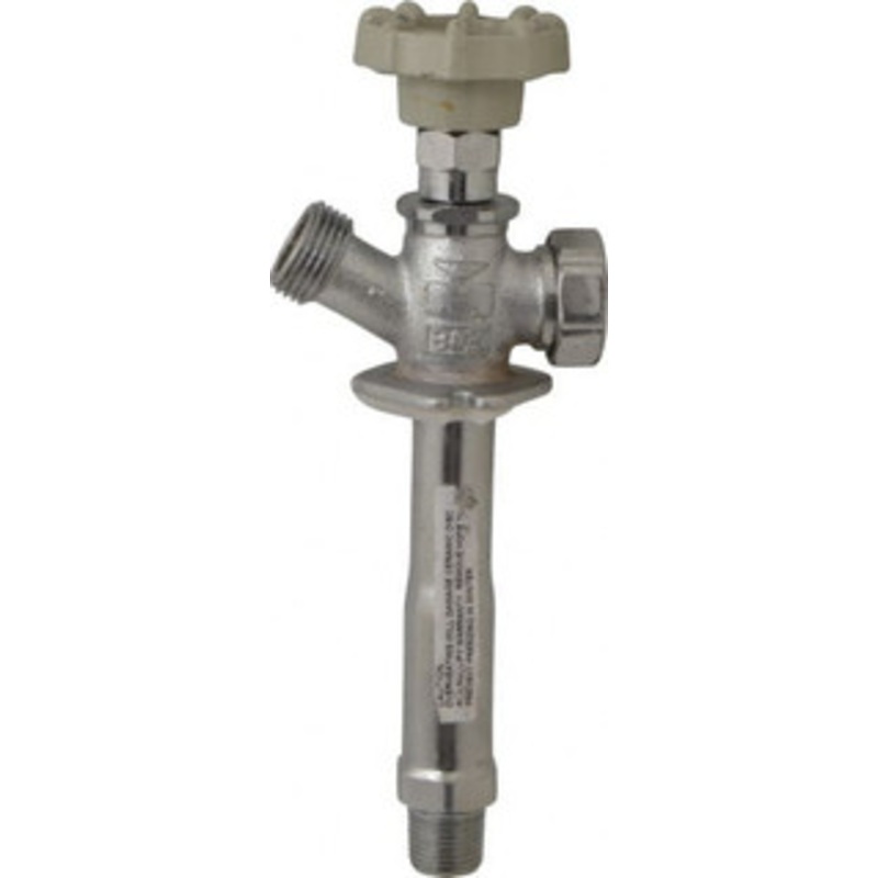B&K Mueller 1/2 Pipe, 4 Long Shank, Chrome Plated Brass Antisiphon Frostfree Sillcock Handwheel Handle, Male & Solder End Connections, 125 psi WOG Rating 104-821HC – 04180857