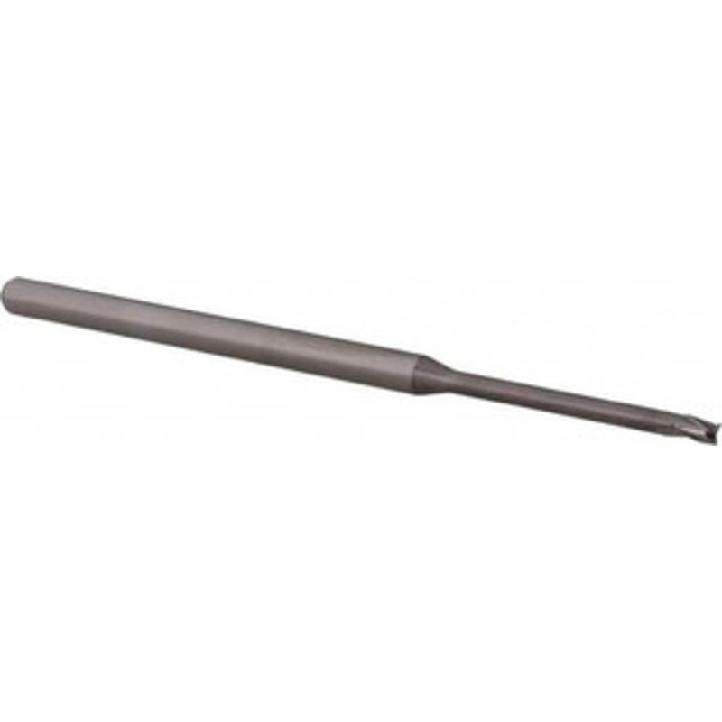 Accupro 0.07, 0.105 LOC, 1/8 Shank Diam, 2-1/2 OAL, 3 Flute, Solid Carbide Square End Mill Single End, Uncoated, Spiral Flute, 30 Helix, Centercutting, Right Hand Cut, Right Hand Flute, Series Miniature 6501323 – 62785753