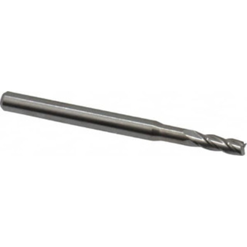 Accupro 0.095, 0.285 LOC, 1/8 Shank Diam, 1-1/2 OAL, 4 Flute, Solid Carbide Square End Mill Single End, Uncoated, Spiral Flute, 30 Helix, Centercutting, Series Miniature AP64535420 – 64535420
