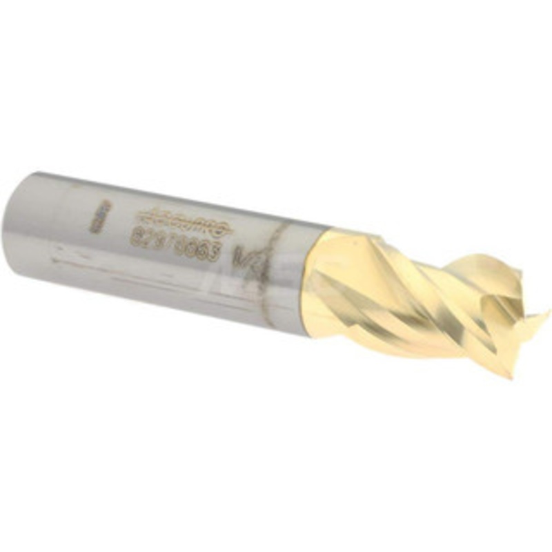 Accupro 1/2, 5/8 LOC, 1/2 Shank Diam, 2-1/2 OAL, 3 Flute, Solid Carbide Square End Mill Single End, ZrN Finish, Spiral Flute, 40 Helix, Centercutting, Right Hand Cut, Right Hand Flute 12179742 – 82976663