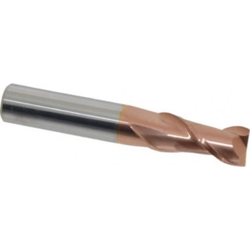 Accupro 9/16, 1-1/4 LOC, 9/16 Shank Diam, 3-1/2 OAL, 2 Flute, Solid Carbide Square End Mill Single End, TiCN Finish, Spiral Flute, 40 Helix, Centercutting, Right Hand Cut, Right Hand Flute 12181492 – 07771009
