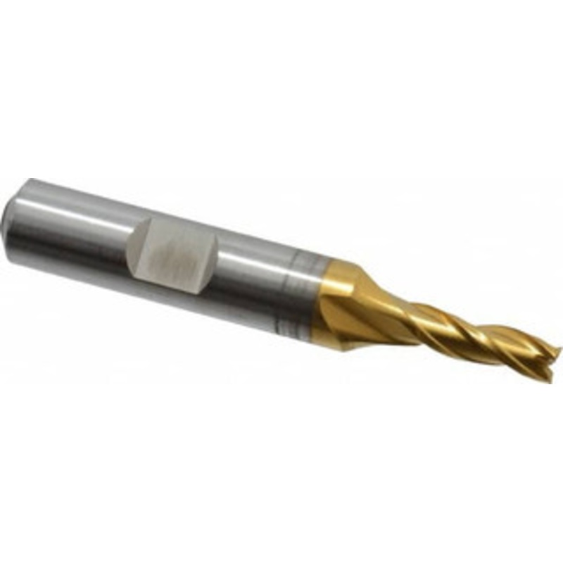 Cleveland 3/16, 1/2 LOC, 3/8 Shank Diam, 2-3/8 OAL, 3 Flute, High Speed Steel Square End Mill Single End, TiN Finish, Spiral Flute, 30 Helix, Centercutting, Right Hand Cut, Right Hand Flute, Series HG-3 C39671 – 87411757
