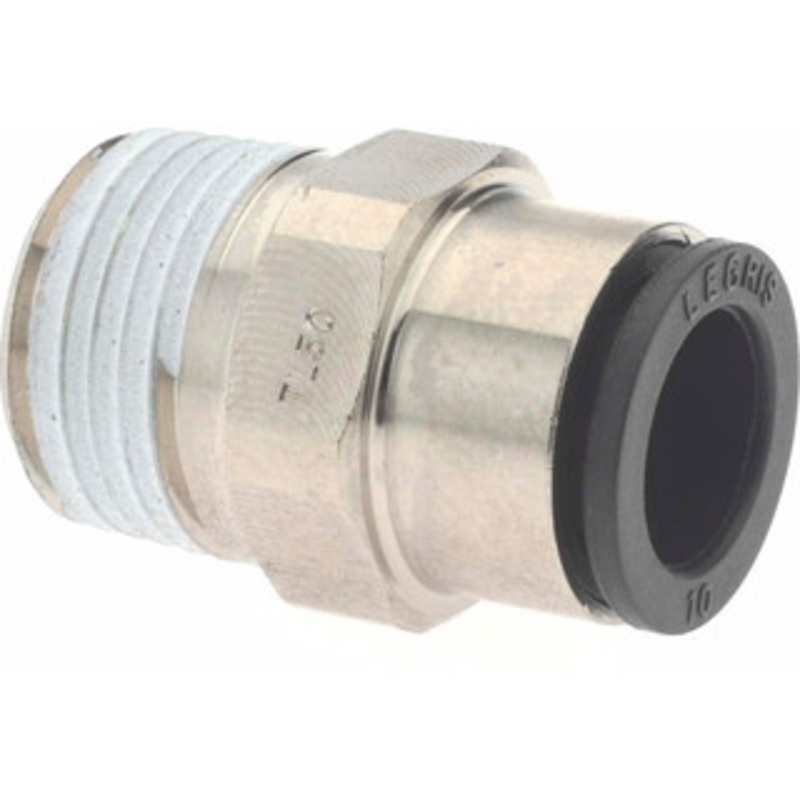 Legris 10mm Outside Diam, 3/8 NPT, Nickel Plated Brass Push-to-Connect Tube Male Connector 290 Max psi, Tube to Male NPT Connection, Buna Nitrile O-Ring 3175 10 18 – 60471828