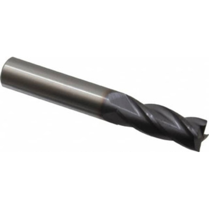 Made in USA 3/8, 1 LOC, 3/8 Shank Diam, 2-1/2 OAL, 4 Flute, Solid Carbide Square End Mill Single End, TiAlN Finish, Spiral Flute, 30 Helix, Centercutting, Right Hand Cut, Right Hand Flute 30627 – 05404199