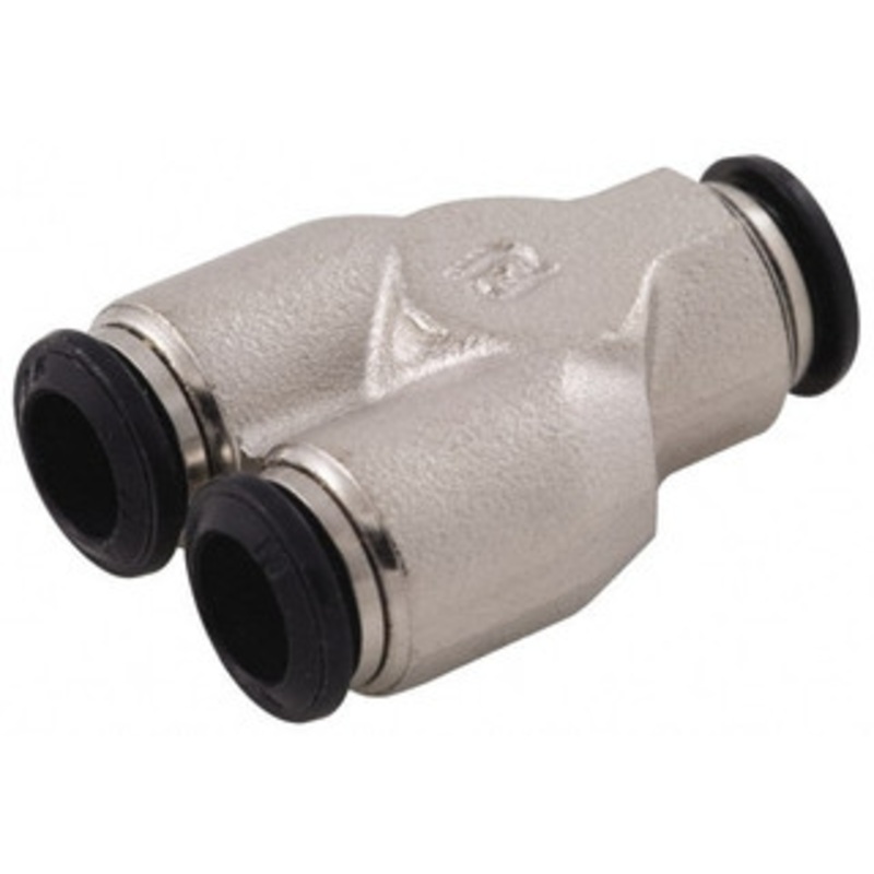 Aignep USA 3mm Outside Diam, Nickel Plated Brass Push-to-Connect Tube Union Y 250 Max psi, Tube to Tube Connection, Buna O-Ring 50310N-3 – 53660346