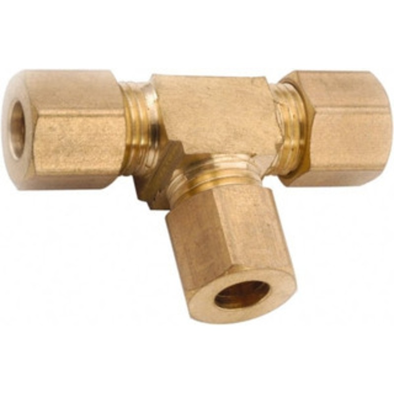 Anderson Metals 1/4 Tube OD x 7/16-24 Thread Brass Compression Tube Union Tee Comp x Comp x Comp Ends, 300 Max psi 750064-04 – 55507891