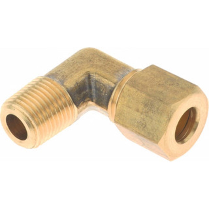 CerroBrass 1/4 Tube OD x 1/8 Thread Brass Compression Tube Male Elbow Comp x MNPT Ends P-69A-4A – 36983658