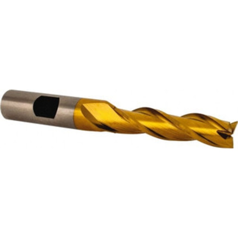 Cleveland 7/16, 1-3/4 LOC, 1/2 Shank Diam, 3-1/4 OAL, 3 Flute, High Speed Steel Square End Mill Single End, TiN Finish, Spiral Flute, 30 Helix, Centercutting, Right Hand Cut, Right Hand Flute, Series HG-3 C39761 – 87413530