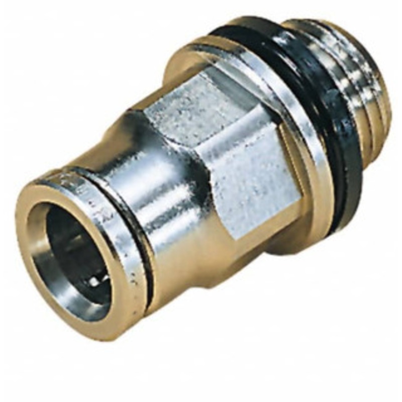 Norgren 12mm Outside Diam, 1/2 BSPT, Nickel Plated Brass Push-to-Connect Tube Male Connector 260 Max psi, Tube to Male BSPT Connection, Nitrile O-Ring 101251248 – 08036279