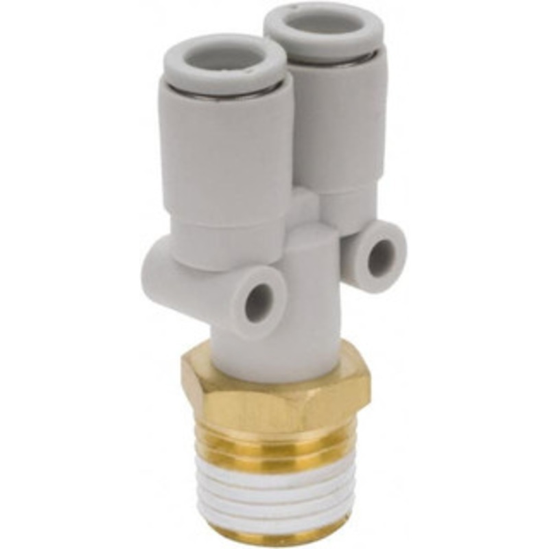 SMC Pneumatics 3.2mm Outside Diam, 1/4 BSPT, Brass/Polybutylene Push-to-Connect Tube Male Y Connector 145 Max psi KQ2U23-02AS – 51431260