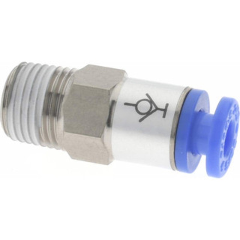 SMC Pneumatics 4mm OD, R(PT) 1/8 Thread, Brass/Polybutylene Push-to-Connect Male Connector 145 Max psi KCH04-01S – 09041898