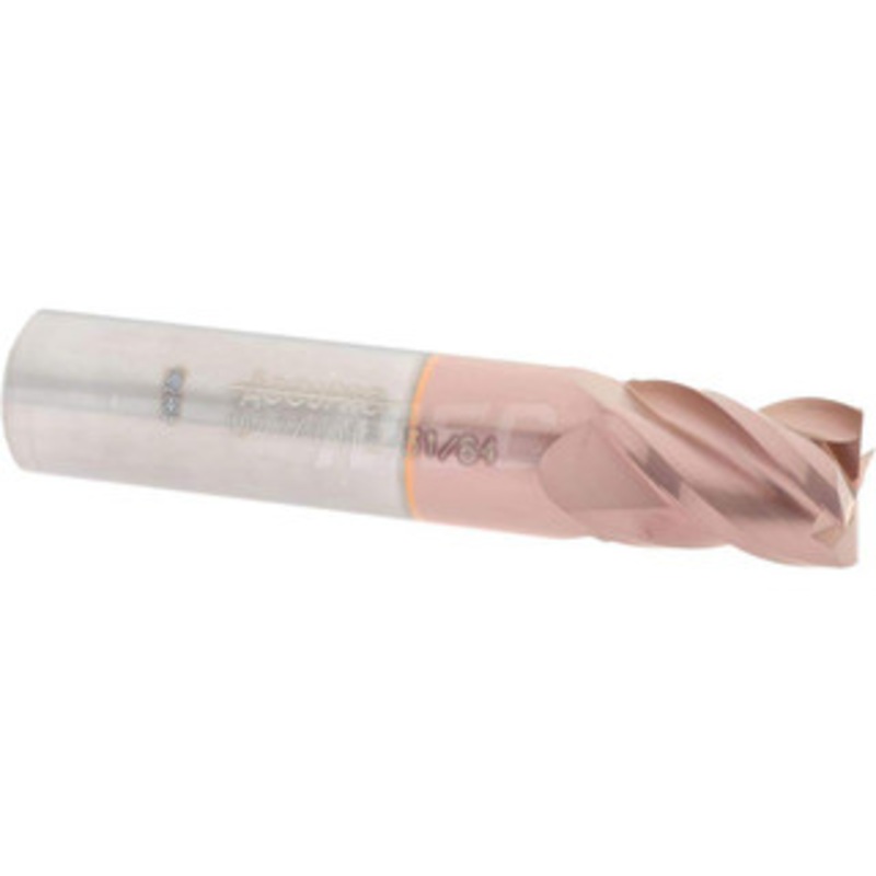 Accupro 31/64, 5/8 LOC, 1/2 Shank Diam, 2-1/2 OAL, 4 Flute, Solid Carbide Square End Mill Single End, TiCN Finish, Spiral Flute, 40 Helix, Centercutting, Right Hand Cut, Right Hand Flute 12182926 – 07771918