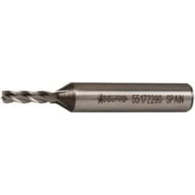 Accupro 5/32, 3/8 LOC, 3/8 Shank Diam, 2-3/8 OAL, 4 Flute, Powdered Metal Square End Mill Single End, Uncoated, Spiral Flute, 30 Helix, Centercutting, Right Hand Cut, Right Hand Flute 39453 – 55172290