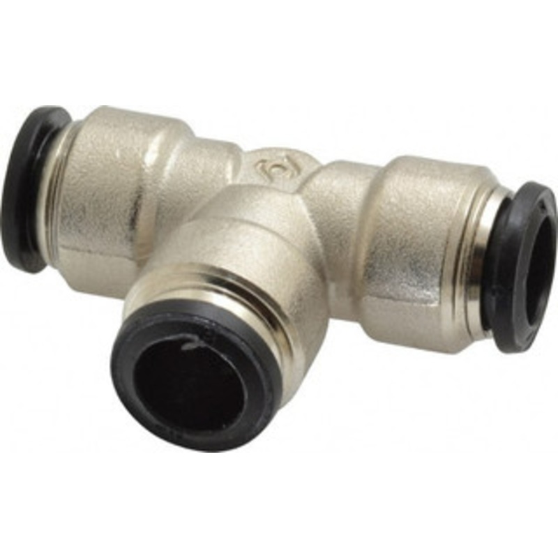 Aignep USA 12mm Outside Diam, Nickel Plated Brass Push-to-Connect Tube Union Tee 250 Max psi, Tube to Tube Connection, Buna O-Ring 50230N-12 – 63288351