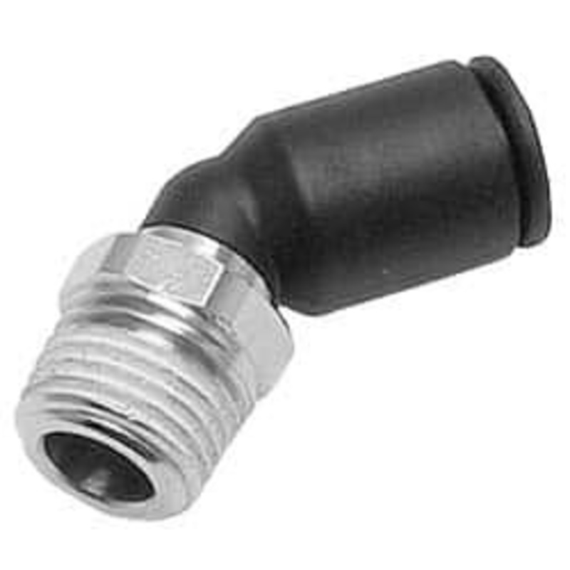 Legris 1/8 OD, 1/8 NPT, Nylon/Nickel Plated Brass Push-to-Connect Male Elbow 45 290 Max psi 3113 53 11 – 86767910