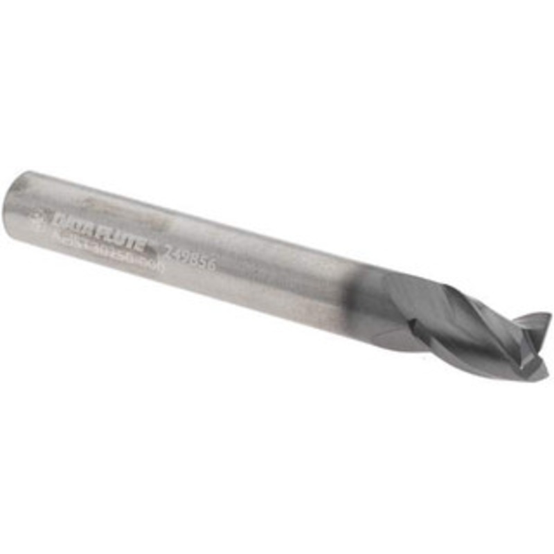 Made in USA Square End Mill, 1/4 Dia, 3/8 LOC, 1/4 Shank Dia, 2 OAL, 3 Flutes, Helical Flute, Series AFI 32476-61-D – 56738156