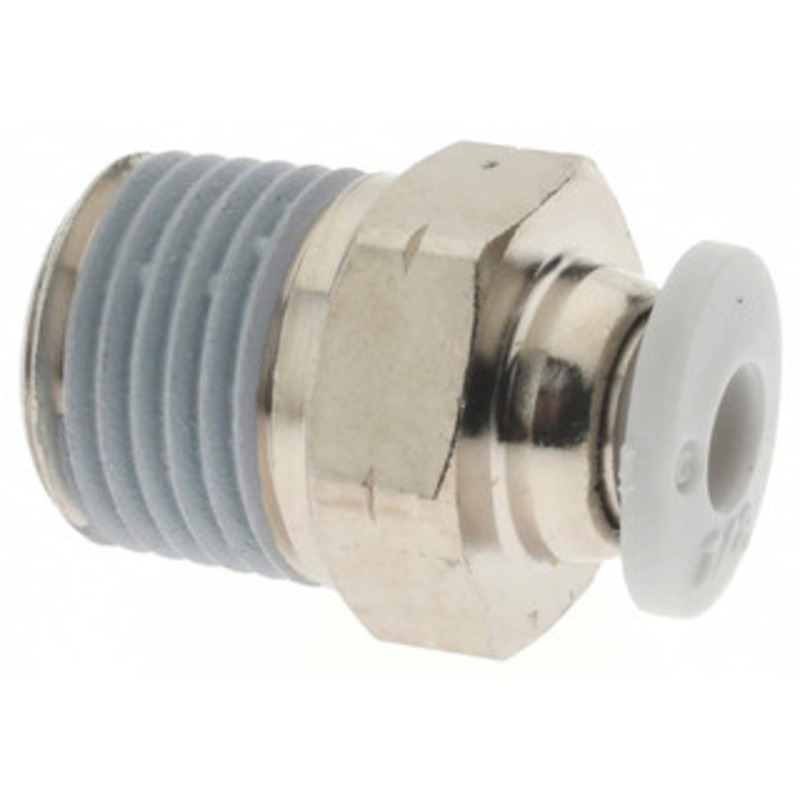 Norgren 1/8 Tube OD, 1/8 NPTF Brass Push-to-Connect Tube Male Connector Tube to Male NPT Connection, 150 Max psi, Nitrile O-Ring, 0 to 175F Working Temp M24250118 – 00348854