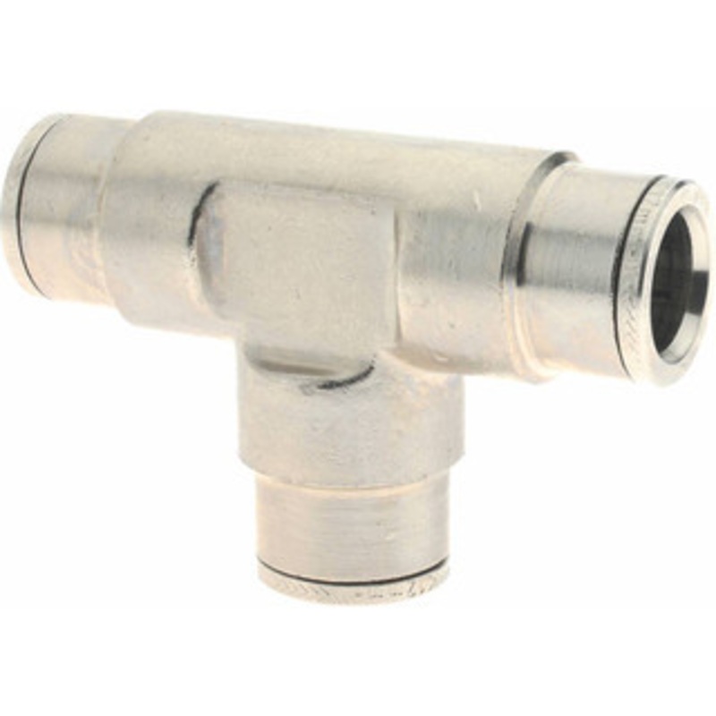Norgren 12mm Outside Diam, Nickel Plated Brass Push-to-Connect Tube Union Tee 260 Max psi, Tube to Tube Connection, Nitrile O-Ring 100601200 – 08038705