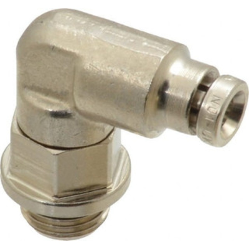 Norgren 4mm Outside Diam, 1/8 BSPP, Nickel Plated Brass Push-to-Connect Tube Male Swivel Elbow 260 Max psi, Tube to Male BSPP Connection, Nitrile O-Ring 102470418 – 08037228