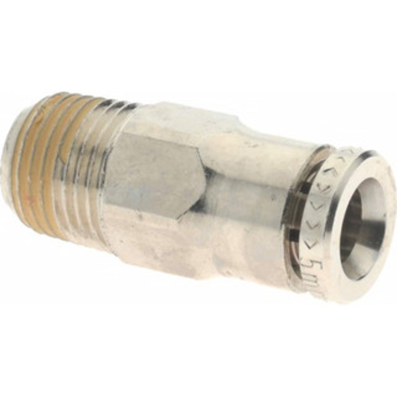 Norgren 5mm Outside Diam, 1/8 BSPT, Nickel Plated Brass Push-to-Connect Tube Male Connector 260 Max psi, Tube to Male BSPT Connection, Nitrile O-Ring 101250518 – 08036139