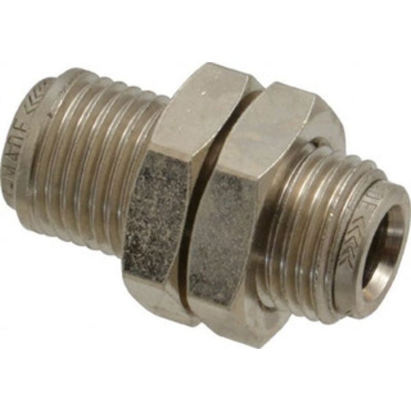 Norgren 8mm Outside Diam, M16x1.5 Thread, Nickel Plated Brass Push-to-Connect Tube Bulkhead Union 260 Max psi, Tube to Tube Connection, , Nitrile O-Ring 100290800 – 08038549