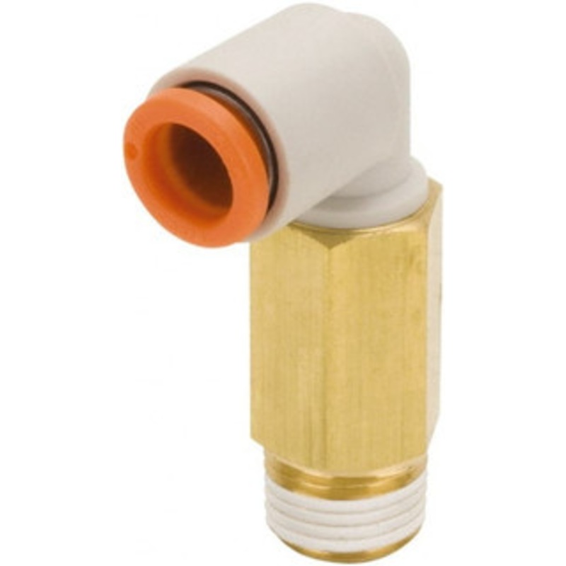 SMC Pneumatics 3/16 Outside Diam, 1/8 NPT, Brass/Polybutylene Push-to-Connect Tube Extended Male Elbow 145 Max psi KQ2W05-34AS – 51436624