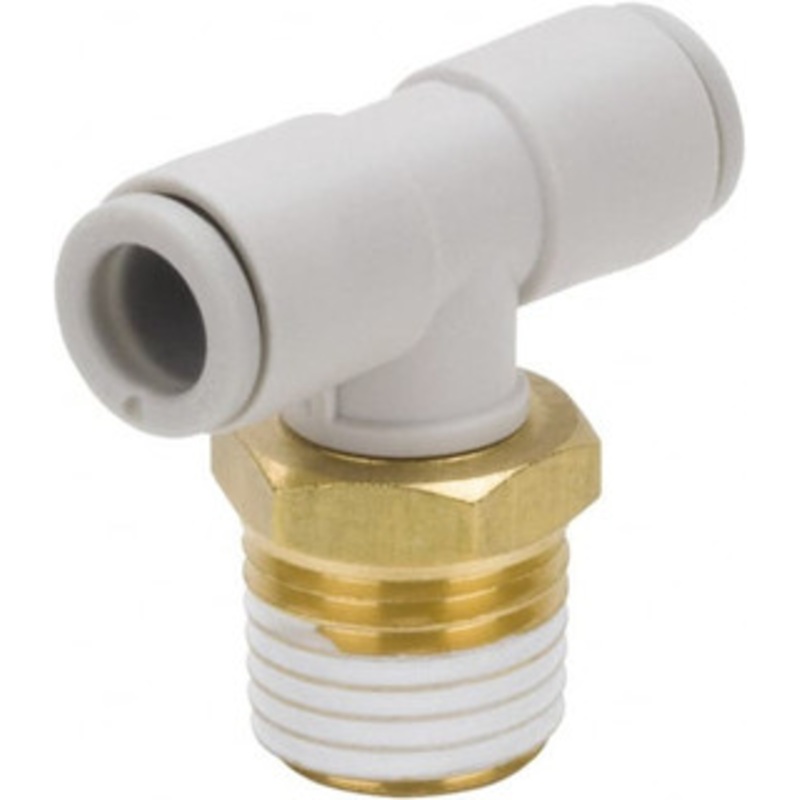 SMC Pneumatics 6mm Outside Diam, 1/8 BSPT, Brass/Polybutylene Push-to-Connect Tube Male Branch Tee 145 Max psi KQ2T06-01AS – 51433241