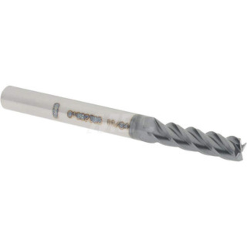 Accupro 11/64, 5/8 LOC, 3/16 Shank Diam, 2 OAL, 4 Flute, Solid Carbide Square End Mill Single End, AlTiN Finish, Spiral Flute, 40 Helix, Centercutting, Right Hand Cut, Right Hand Flute 12182408 – 01982305