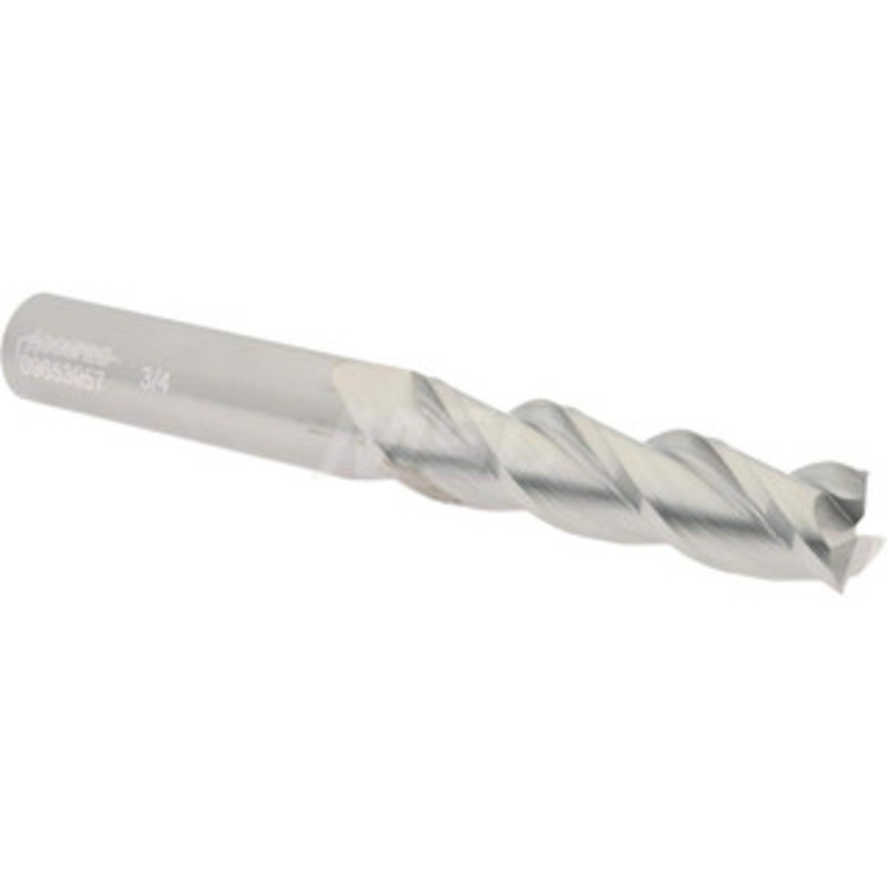 Accupro 3/4, 3 LOC, 3/4 Shank Diam, 6 OAL, 3 Flute, Solid Carbide Square End Mill Single End, Uncoated, Spiral Flute, 40 Helix, Centercutting, Right Hand Cut, Right Hand Flute 12182262 – 09653957