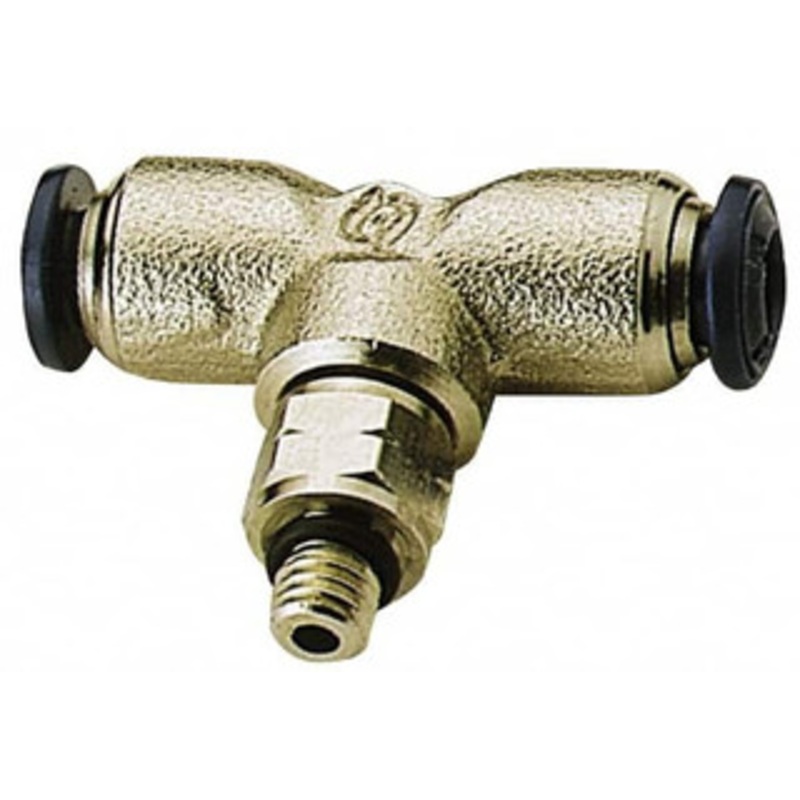 Aignep USA 5/32 Outside Diam, 10-32 UNF, Nickel Plated Brass Push-to-Connect Male Branch Tee 250 Max psi, Tube to Male Connection, Buna O-Ring 88215-53-32 – 82901133
