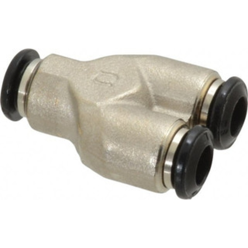 Aignep USA 6mm Outside Diam, Nickel Plated Brass Push-to-Connect Tube Union Y 250 Max psi, Tube to Tube Connection, Buna O-Ring 50310N-6 – 63288401