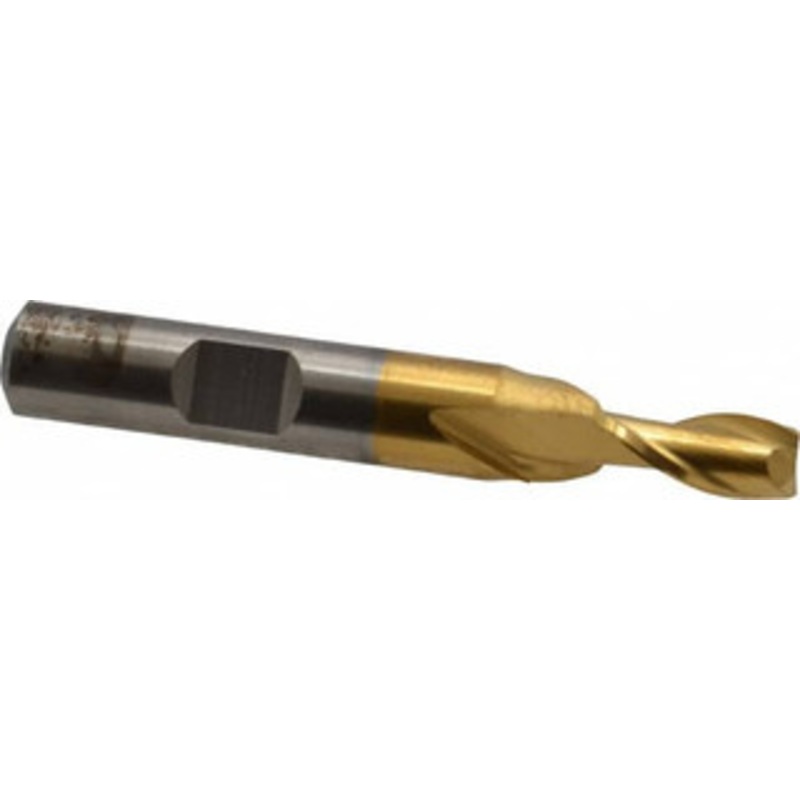 Cleveland 17/64, 9/16 LOC, 3/8 Shank Diam, 2-1/2 OAL, 2 Flute, High Speed Steel Square End Mill Single End, TiN Finish, Spiral Flute, 30 Helix, Centercutting, Right Hand Cut, Right Hand Flute, Series HG-2 C33759 – 87394979