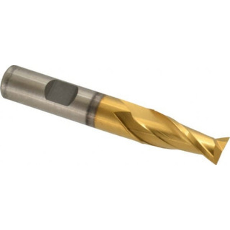 Cleveland 31/64, 13/16 LOC, 1/2 Shank Diam, 3-1/4 OAL, 2 Flute, High Speed Steel Square End Mill Single End, TiN Finish, Spiral Flute, 30 Helix, Centercutting, Right Hand Cut, Right Hand Flute, Series HG-2 C33771 – 87395174