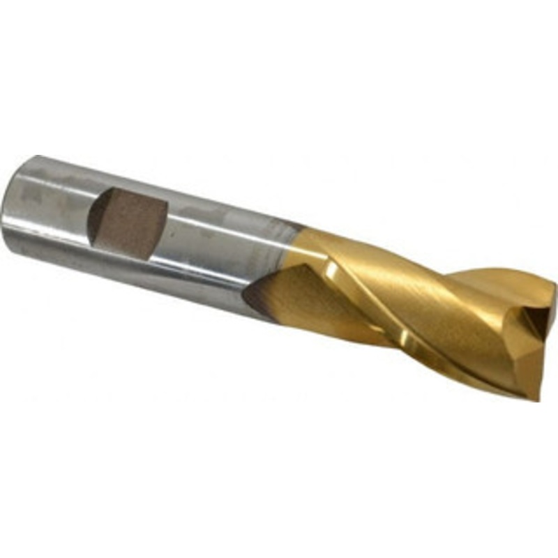 Cleveland 7/8, 1-1/2 LOC, 3/4 Shank Diam, 4-1/8 OAL, 2 Flute, High Speed Steel Square End Mill Single End, TiN Finish, Spiral Flute, 30 Helix, Centercutting, Right Hand Cut, Right Hand Flute, Series HG-2 C33787 – 87395372