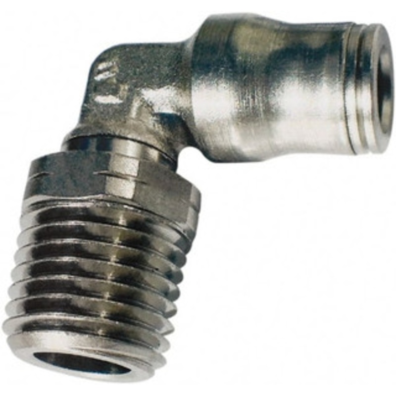 Legris 1/4 Outside Diam, 1/4 NPT, Nickel Plated Brass Push-to-Connect Tube Male Elbow 435 Max psi, Tube to Male NPT Connection, FKM O-Ring 3609 56 14 – 68967868