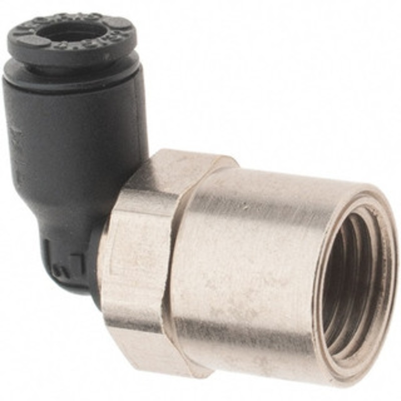 Legris 5/32 OD, 1/8 NPT, Nylon/Nickel Plated Brass Push-to-Connect Female Elbow 290 Max psi 3009 04 11 – 48621049
