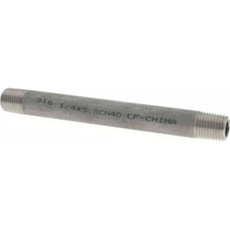 Merit Brass 1/4 x 5 316/316L Stainless Steel Pipe Nipple Seamless, Threaded, Schedule 80 6504-500 – 36907038
