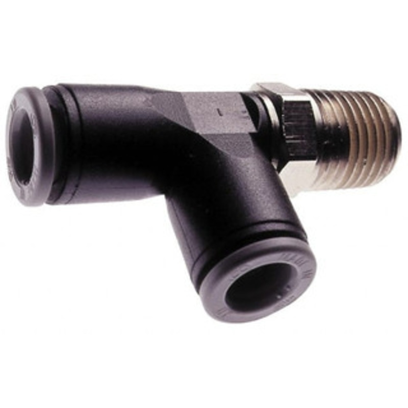 Norgren 8mm Tube OD, 1/4 BSPT Brass Push-to-Connect Tube Male Swivel Run Tee Tube to Male BSPT Connection, 150 Max psi, Nitrile O-Ring, 0 to 175F Working Temp C01680828 – 00350389