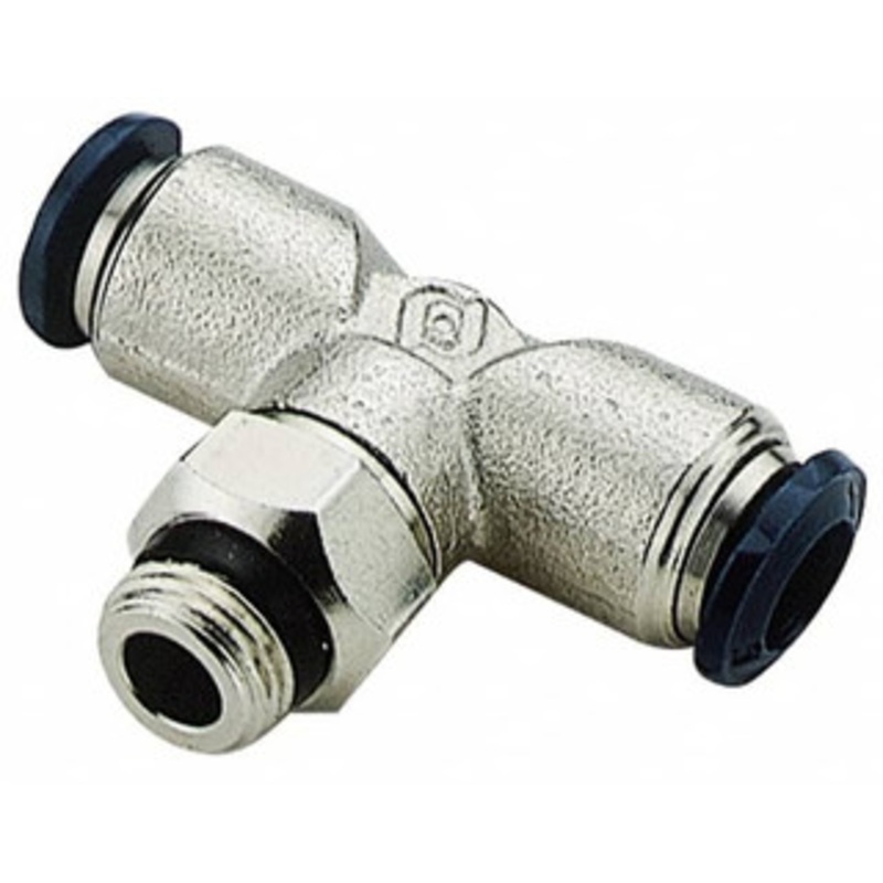 Aignep USA 1/2 Outside Diam, 1/4 Universal Thread, Nickel Plated Brass Push-to-Connect Male Swivel Branch Tee 250 Max psi, Tube to Universal Thread Connection, Buna O-Ring 87210-08-04 – 82288788